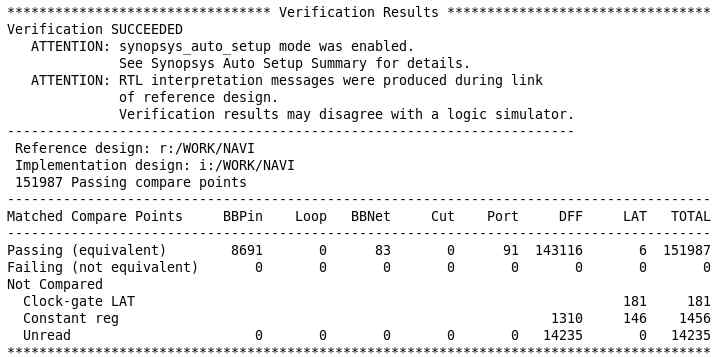 RTL vs Synthesis-Netlist verification 로그