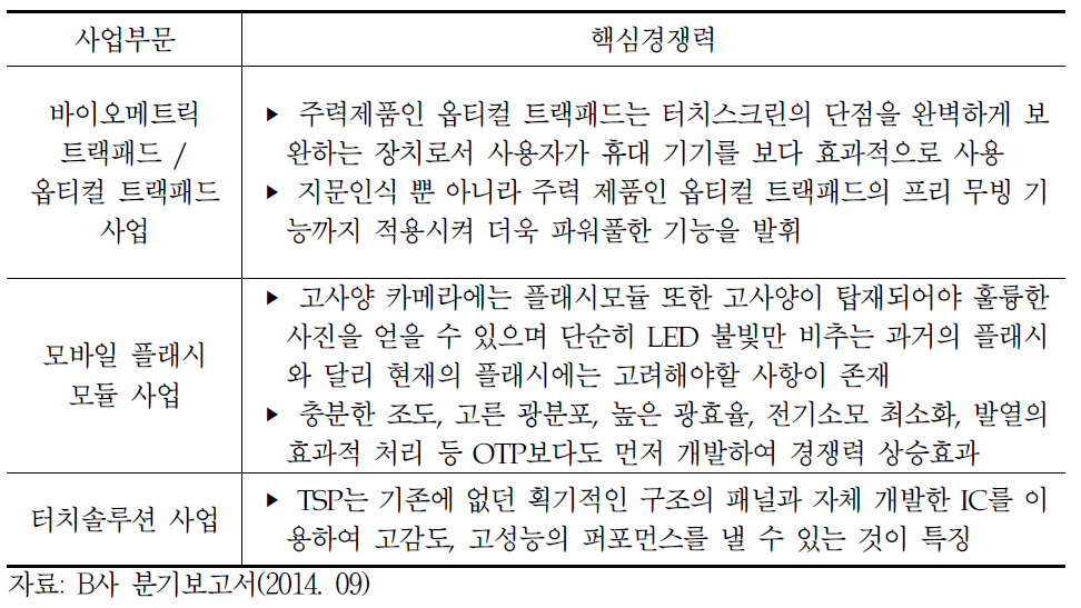 주요사업영역 특성