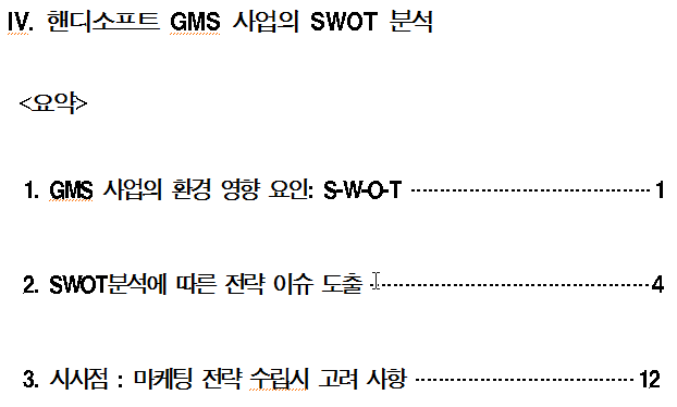 SWOT 분석 목차