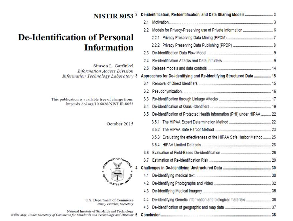 NIST에서 제안하는 일반 개인정보 비식별화 가이드라인