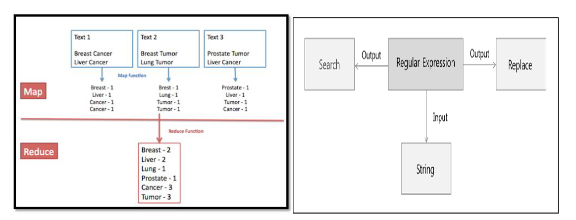 MapReduce 기법과 Regular Expression 기법의 개요도