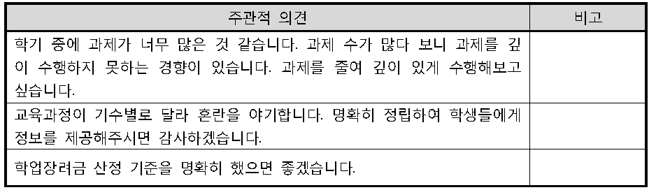 학생 개선 의견