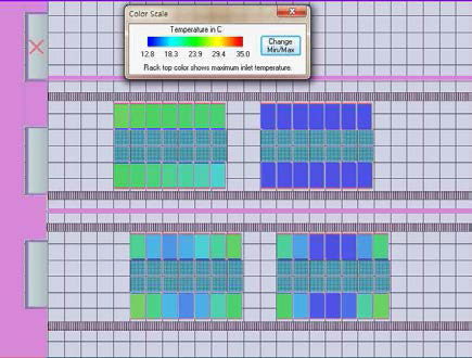 서버랙의 inlet 온도 분포도