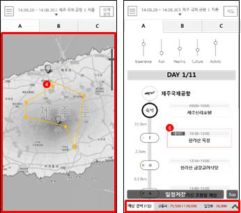 검색결과 페이지 (지도 및 상세일정 정보제공)