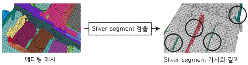 Sliver segment 검출 및 가시화 결과