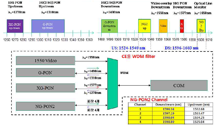 CE 시스템 인터페이스별 파장 대역