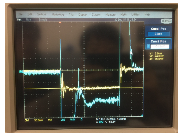 Cathode 고전압을 –10 kV 인가했을 때, 빔 전압 파형