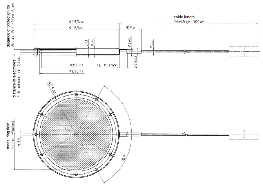 Monitor chamber Type 7862 (dimensions in mm)