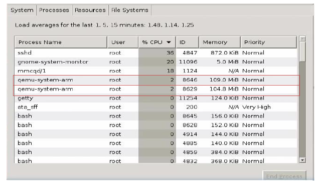 Host에서 측정된 Guest의 CPU 사용률