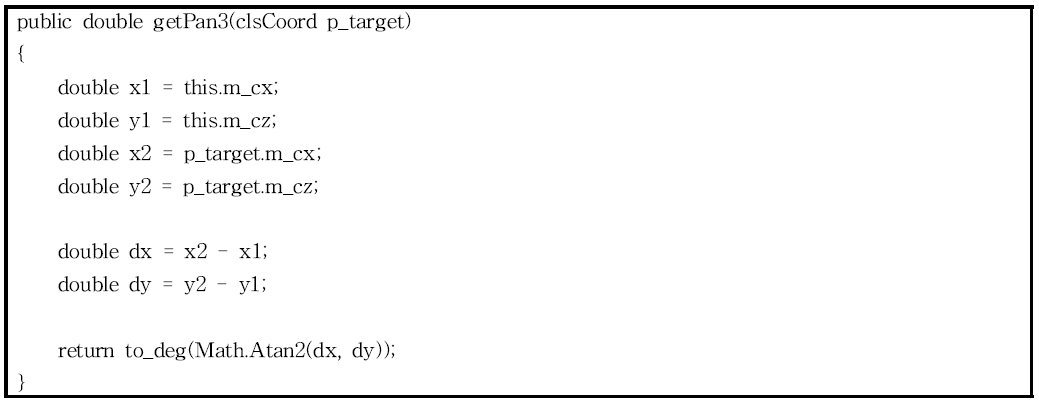 좌표 값으로 Pan 값 계산