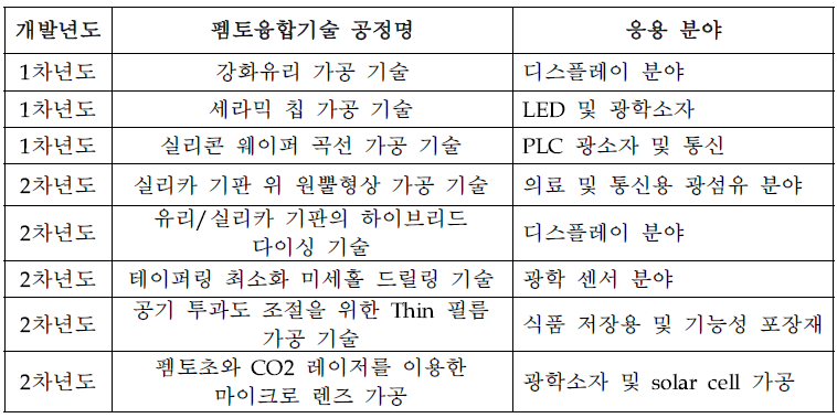 구축된 펨토융합 공정 기술 라이브러리