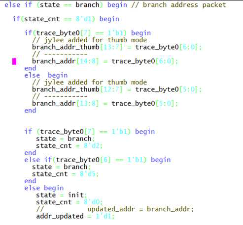 Verilog HDL로 작성된 PTM packet analyzer source code