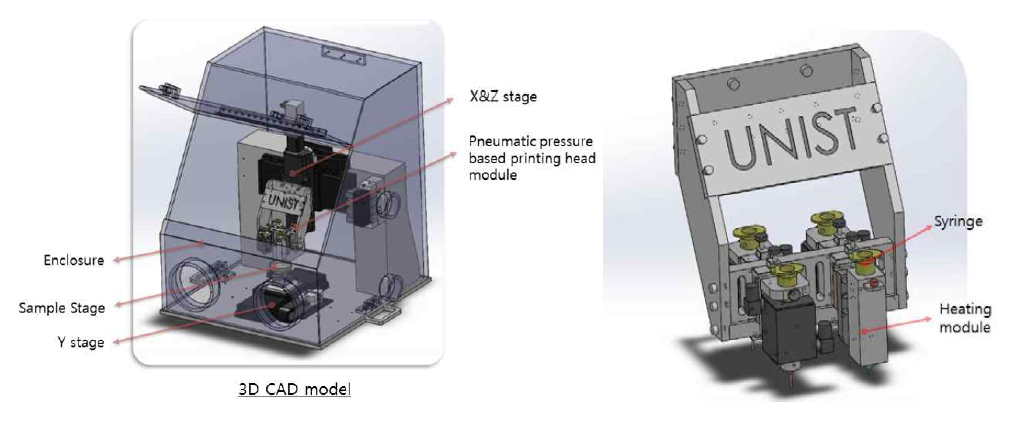테이블탑형 3D 바이오 프린터 1차 설계 및 프린팅 헤드 모듈(3D CAD model)