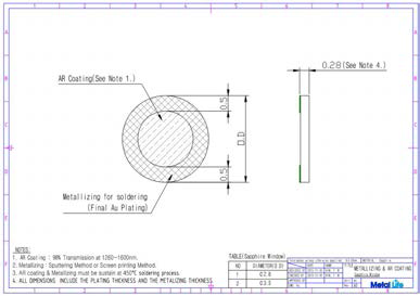 Sapphire Window 메탈라이징 도면