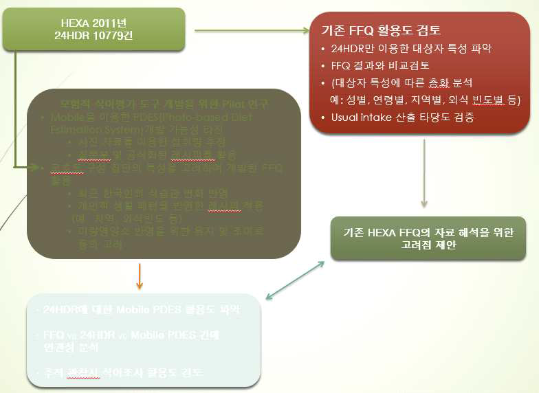 기존 HEXA FFQ를 이용한 활용도 분석을 위한 전략