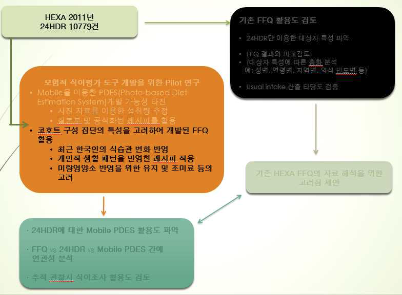 HEXA 대상자의 식습관을 반영한 새로운 FFQ의 개발 고려점 및 모식도