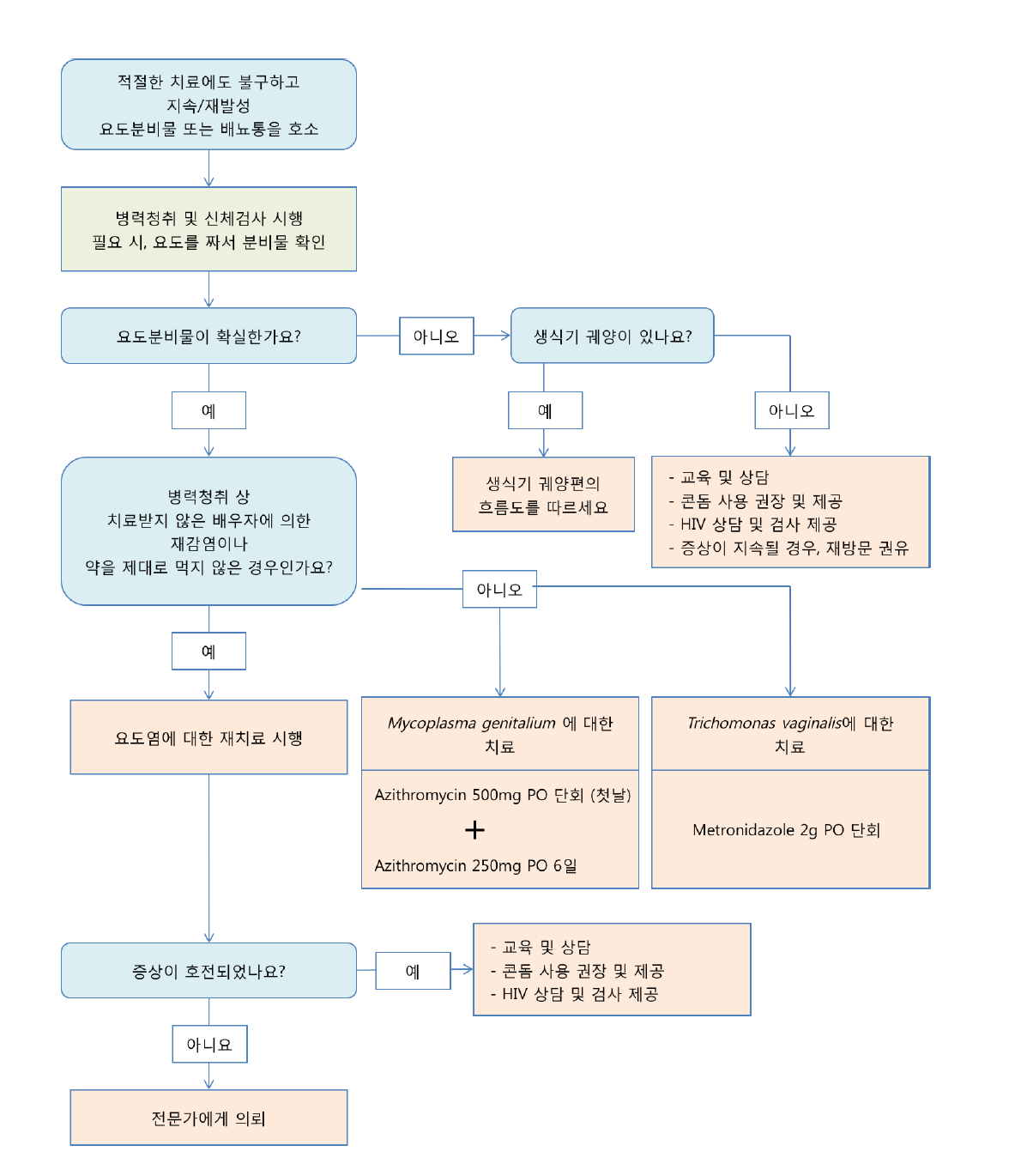 지속/재발성 요도염 진료흐름도