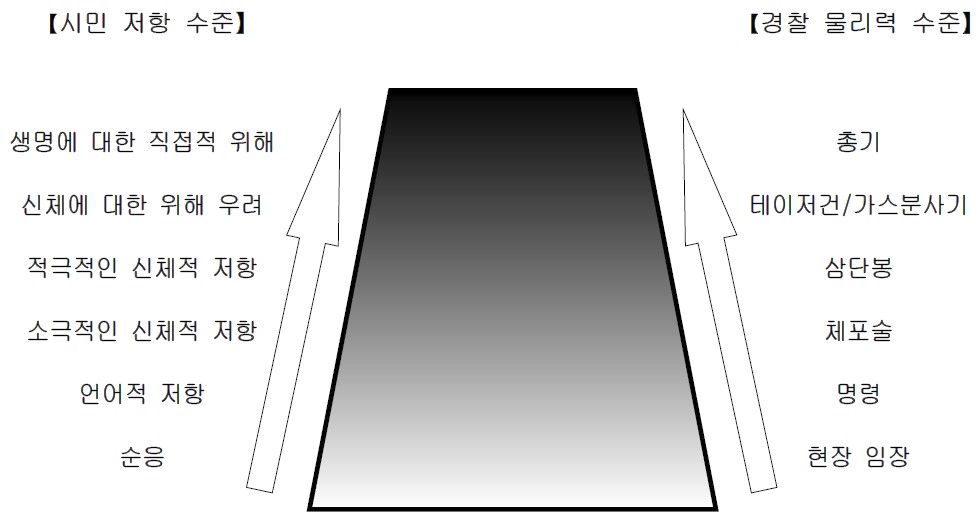 경찰 휴대무기 및 여타 물리력에 대한 수직적 접근