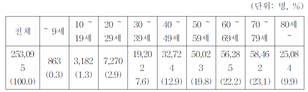 연령별 시각 장애인 현황