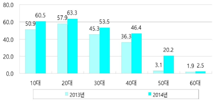 연령별 불법복제물 경험률