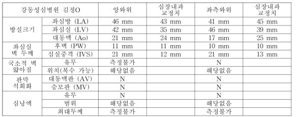 사후초음파 증례기록지 – 강동성심병원 김정O