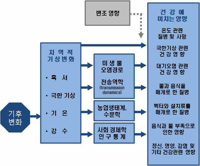 기후변화가 인간의 건강에 영향을 미치는 경로