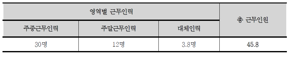 30인 기준 집중돌봄시설 필요인력 총인원