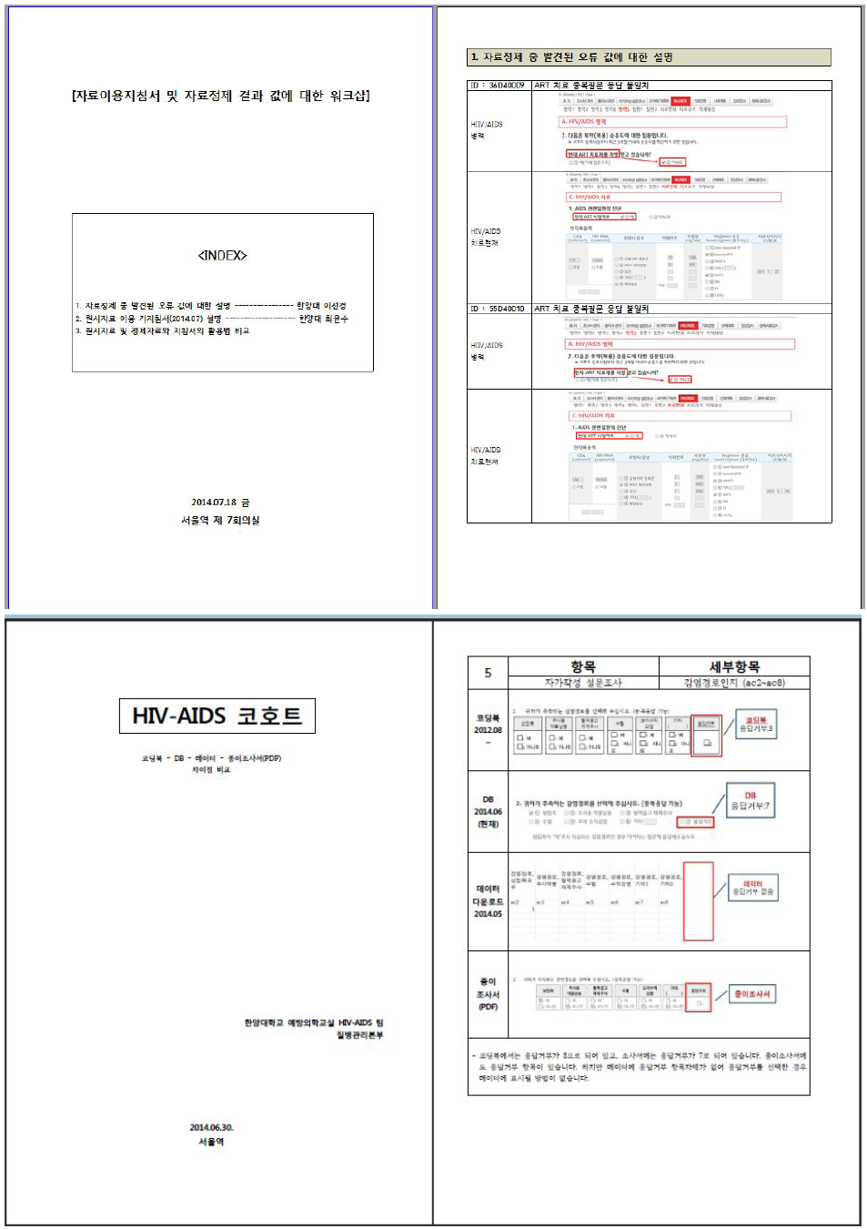 자료이용지침서 개발을 위한 워크샵 내용