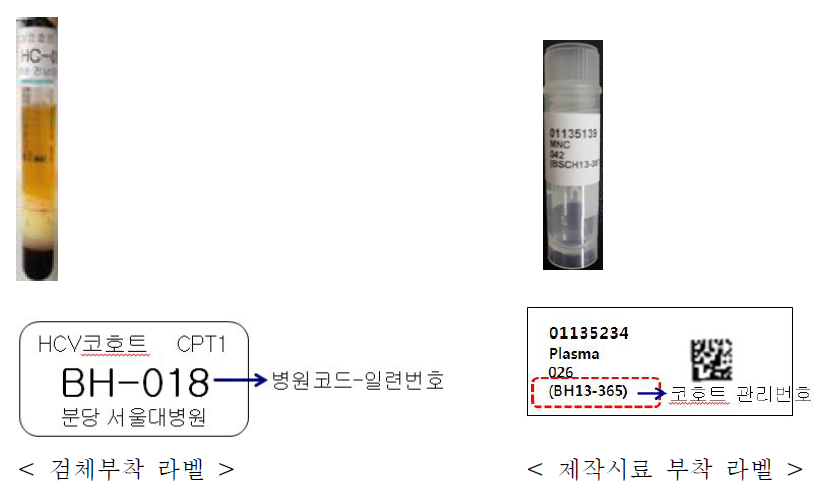 검체 및 제작 시료에 사용할 라벨 시스템