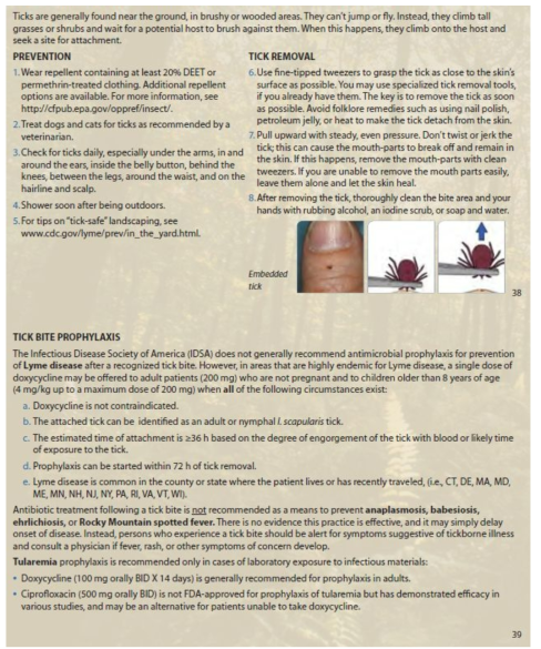 미국 CDC의 진드기 매개 감염병 예방 수칙.