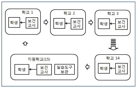 학교 중심 심폐소생술 교육 학교 그룹형 모형 체계도