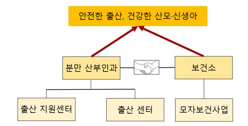 분만취약지 분만 산부인과 운영 모식도 및 보건소 협력관계