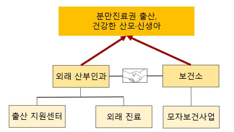 분만취약지 외래 산부인과 운영 모식도 및 보건소 협력관계