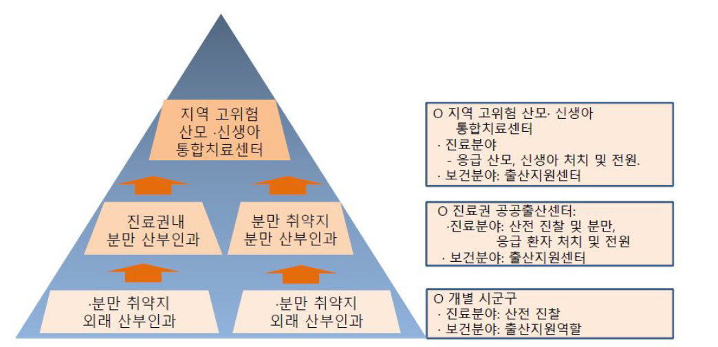 분만취약지 정상 산모 전달(연계) 체계 모식도