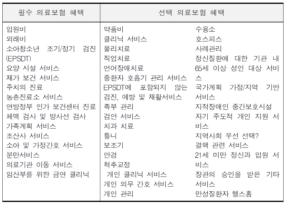 메디케이드 의료보험항목