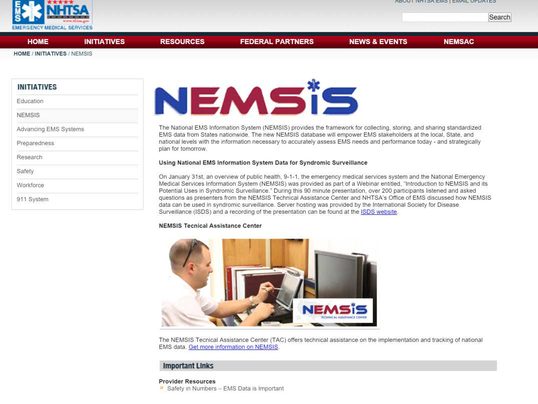 NEMSIS 홈페이지 (http://www.ems.gov/NEMSIS.htm)
