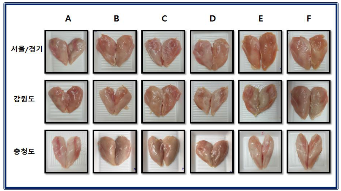 서울/경기,강원도 및 충청도 지역 식육판매장의 닭고기 가슴살