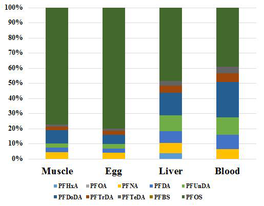 Distribution of BSAF for PFASs in crucain carp; Scenario 1