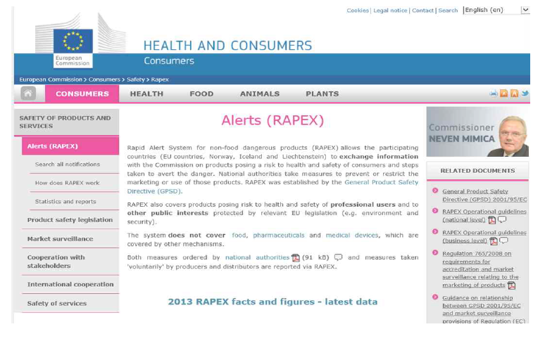 RAPEX 홈페이지