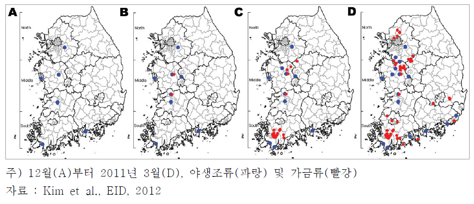2010년 12~3월 야생조류 H5N1 HPAI 발생 및 전파 양상