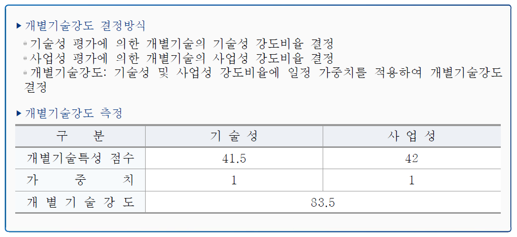 개별기술강도의 결정방식 및 측정치 (예시)