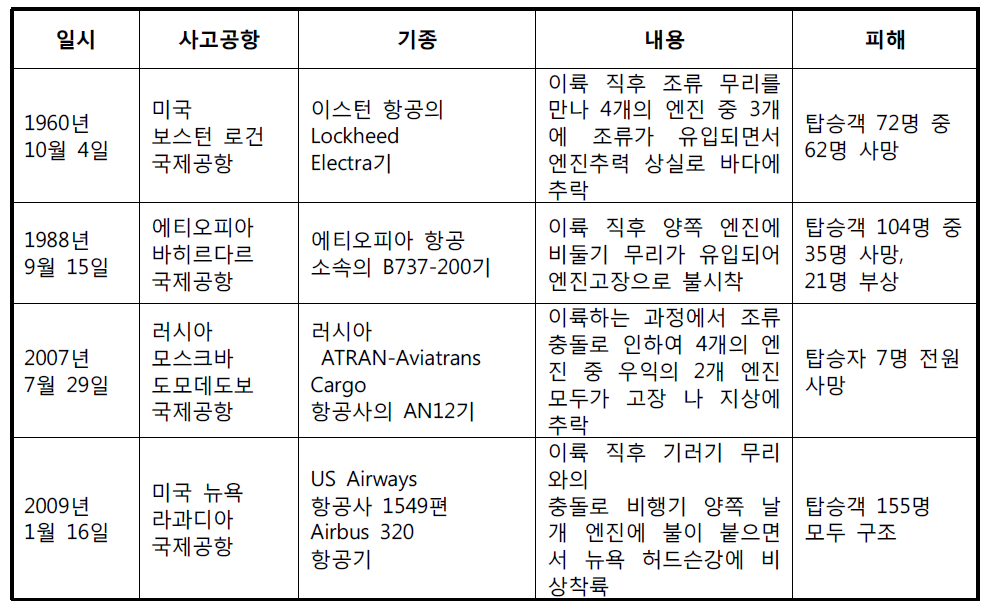 국외 조류충돌사고 사례