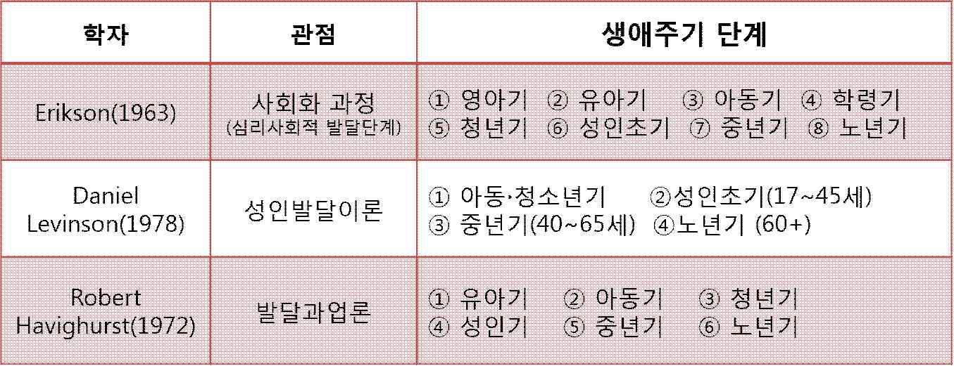 발달이론가와 생애주기