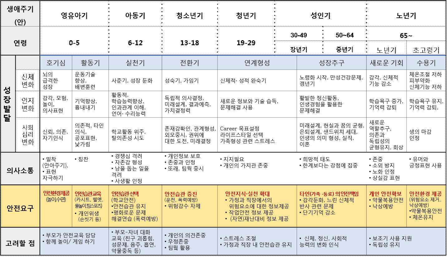 안전실천에 영향하는 생애주기별 역량변화 재구성