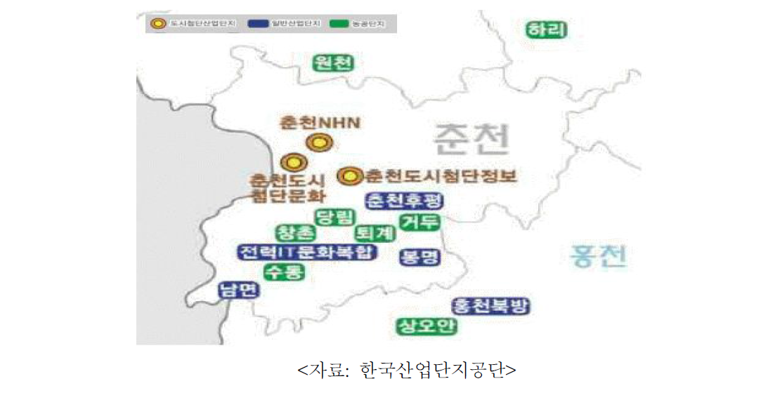 춘천지역 산업단지 분포