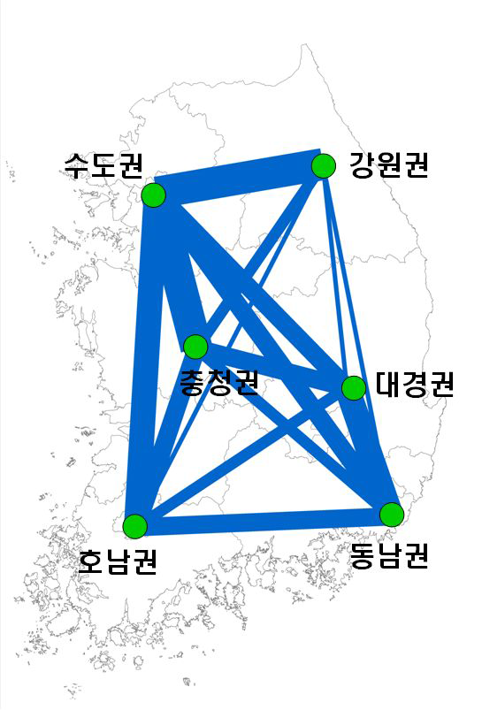 광역경제간 통행희망도