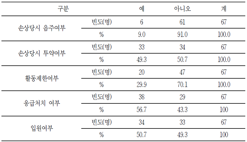 노인의 손상 현황 파악