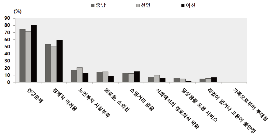 사회조사 : 노인들이 겪는 가장 어려운 문제