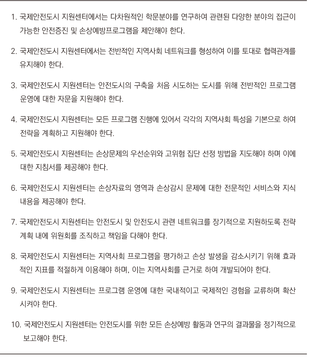 국제안전도시지원센터의 역할