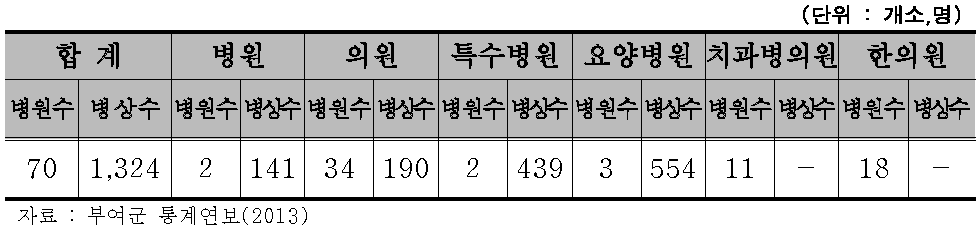 부여군 의료기관 현황